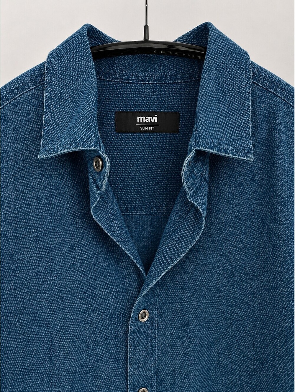 Mavi Slim Fit Blue Textured Long Sleeve Shirt